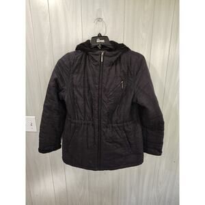 Weatherproof Garment Co Women Coat Jacket Sz L Black Lined Hood